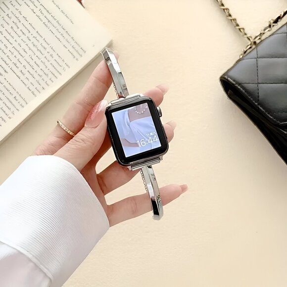 Apple Watch Band Adjustable Slim Stylish Strap Silver Stainless Bracelet - Picture 1 of 8